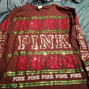 Victoria's secret pink bling Christmas tee